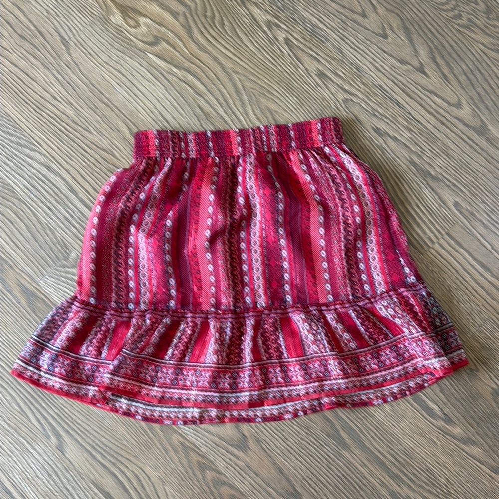 Chic Red Patterned Mini Skirt - image 1